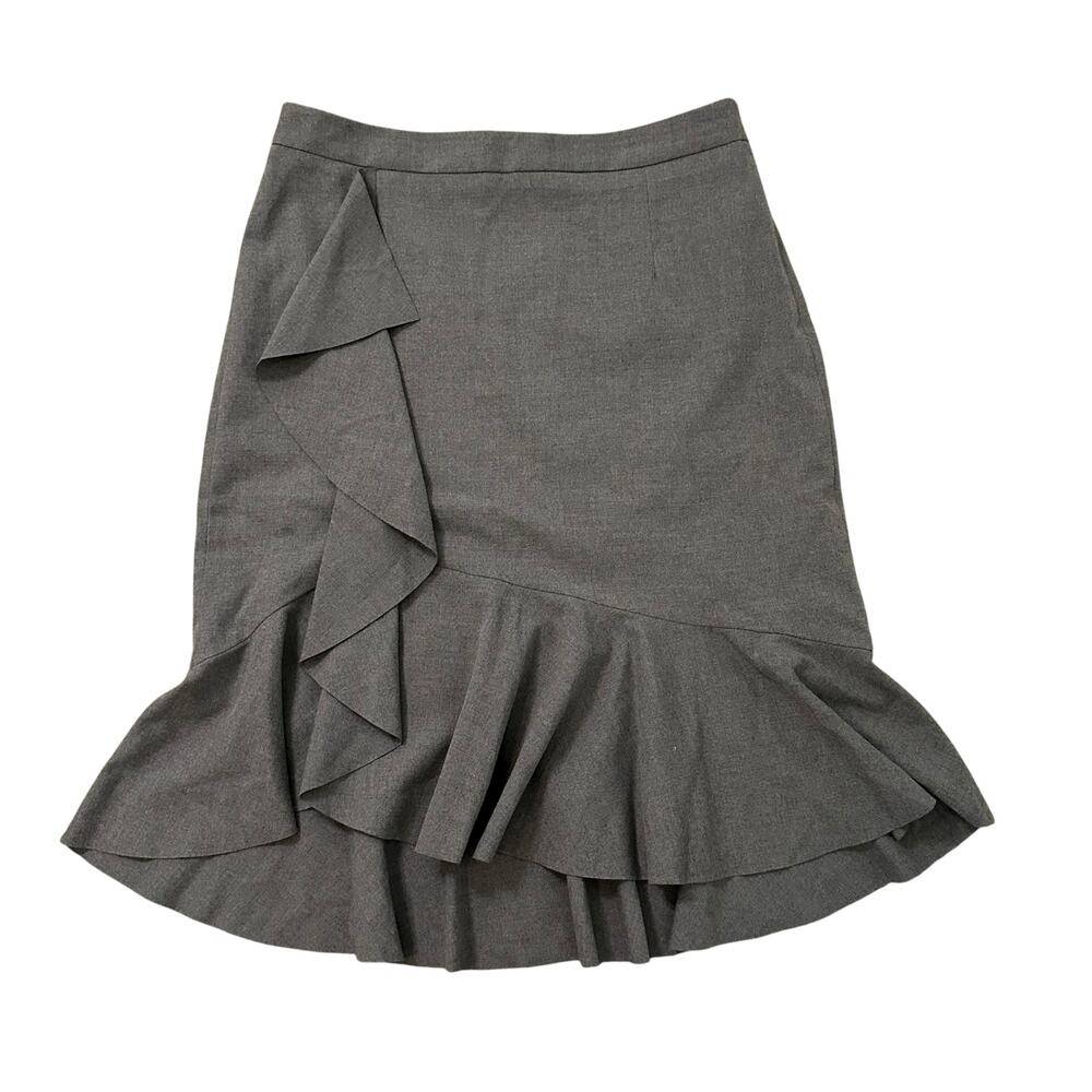 Banana Republic gray ruffle a-line midi skirt size 6